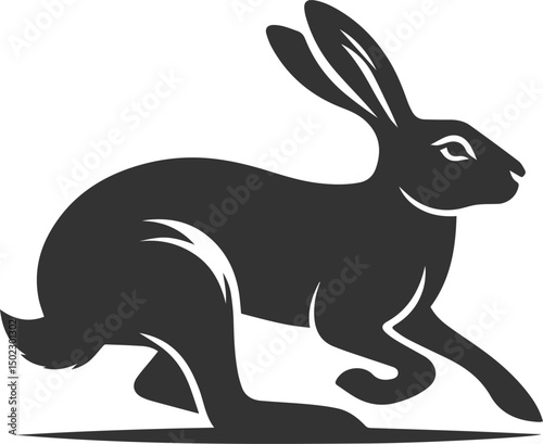Cute animal hare rabbit vector drawing silhouette