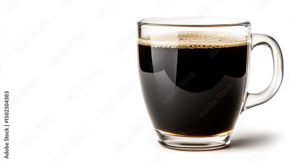 Glass Coffee Cup of Dark Coffee on White Background Glass Coffee Cup of Dark Coffee on White Background
