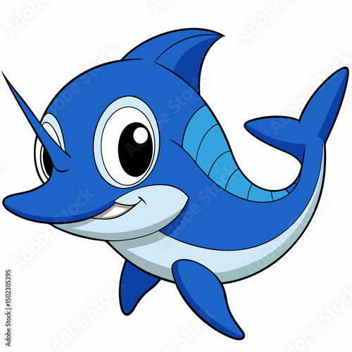 Cartoon Blue Marlin Vector Art.