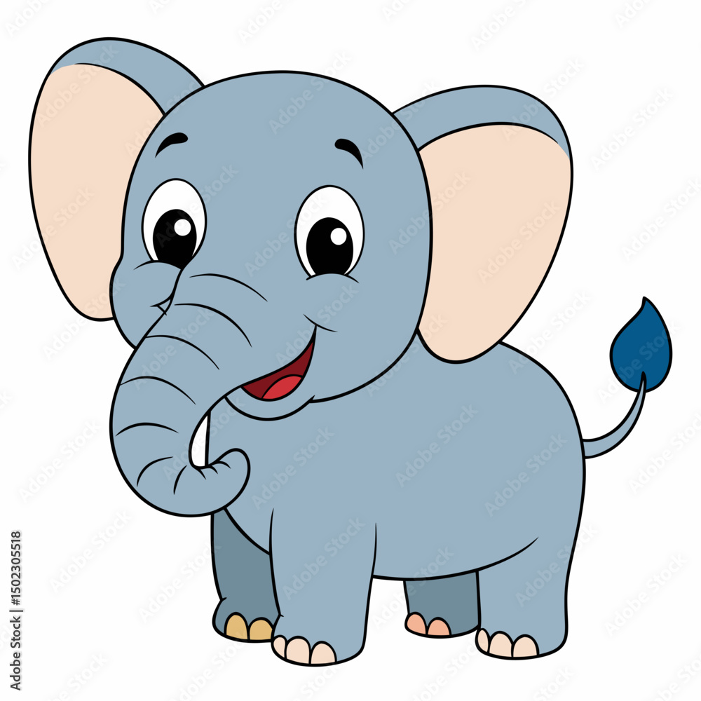 Fototapeta premium Cartoon Baby Elephant Vector Art.