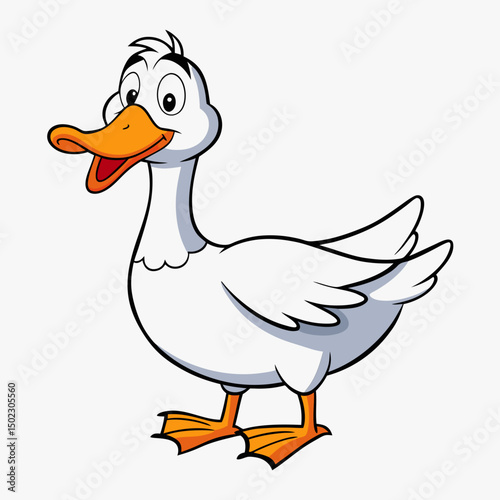Cartoon Baby Goose Vector Art.