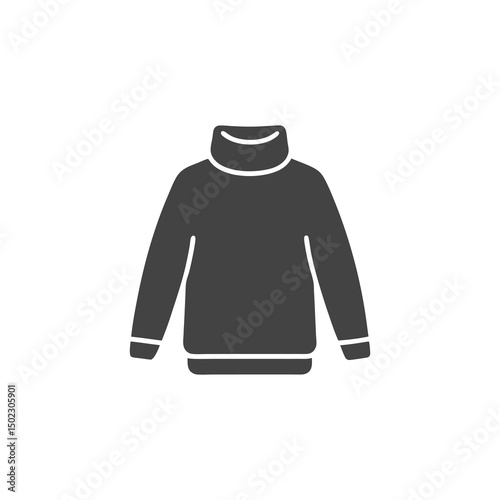 Black Turtleneck Sweater Silhouette Icon on White Background