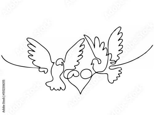 Flying two pigeons with heart...