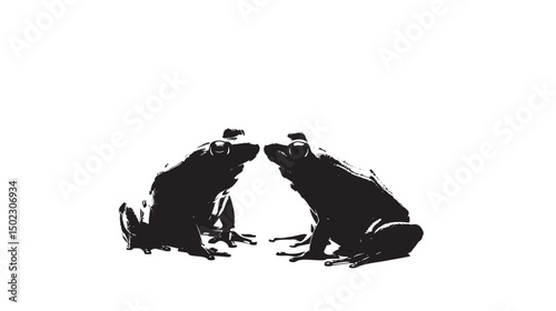 Frogs silhouette isolated in White background