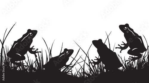 Frogs silhouette isolated in White background