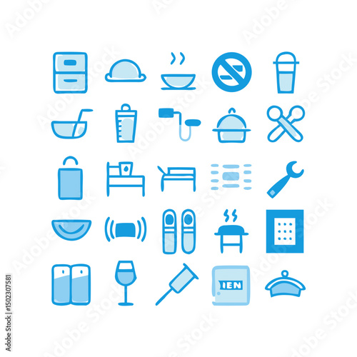 Hotel icons. Hotel icons set.