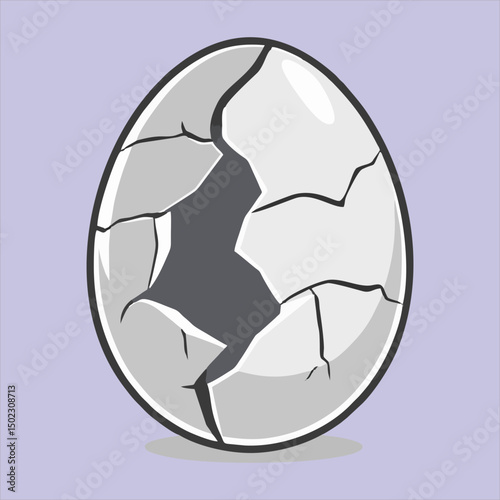 A minimalist vector illustration cracked egg icon