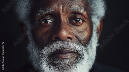 Portrait of Elderly Black Man with White Beard, Made by Generative AI 