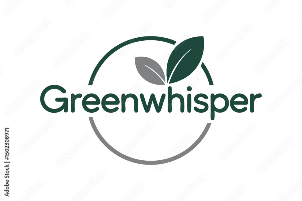 Fototapeta premium Green Whisper Brand Logo with Circular Leaf Icon