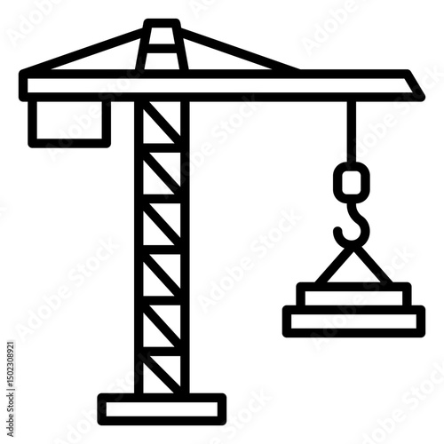 Construction crane icon for building construction