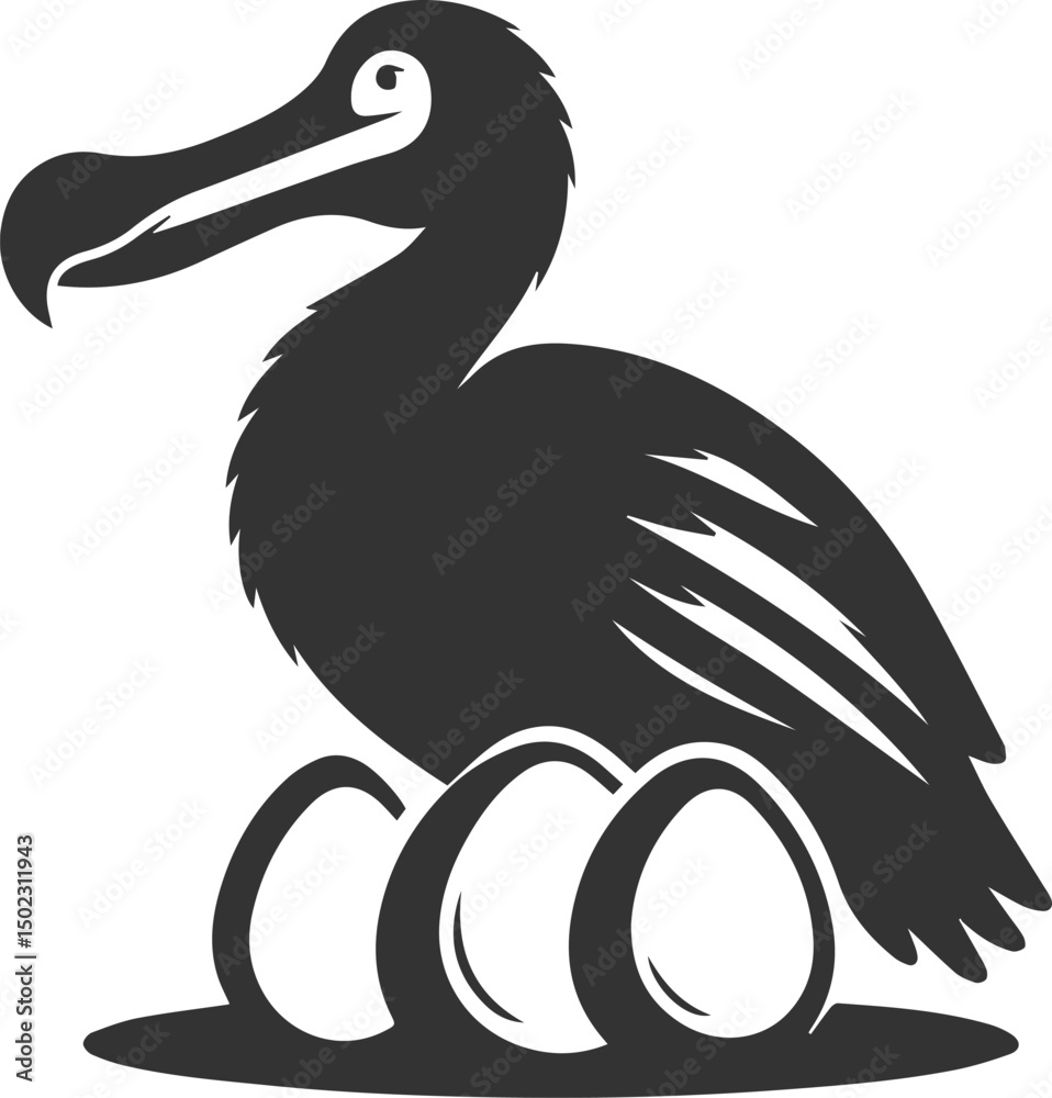 Fototapeta premium Dodo bird vector artwork drawing silhouette