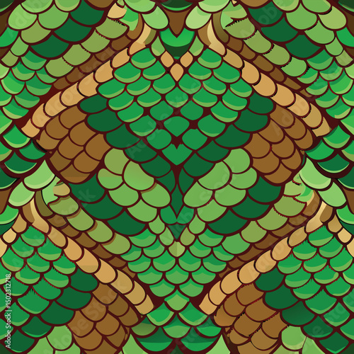 Abstract Green Snake Skin Pattern Seamless Graphic Design Theme