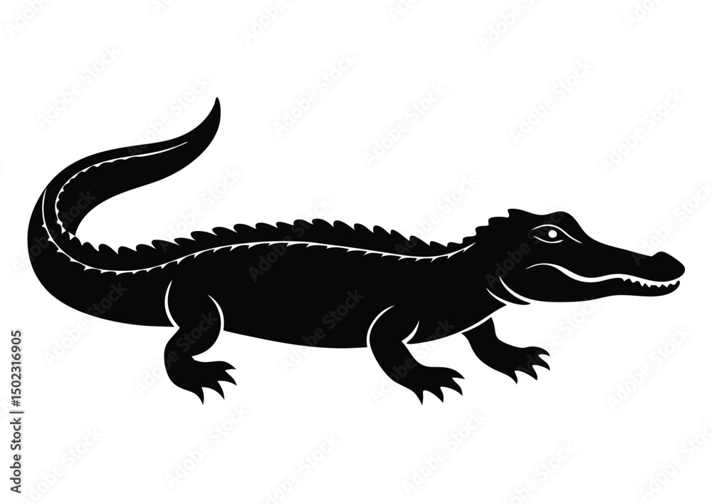 crocodile silhouette vector, alligator silhouettes flat icon illustration. crocodile silhouette vector, alligator silhouettes flat icon illustration.