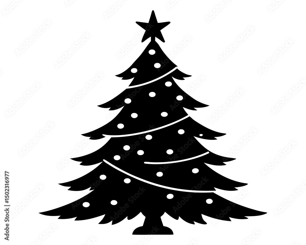 Fototapeta premium Holiday Tree Silhouette Vector Bundle – Christmas Tree Illustration SVG
