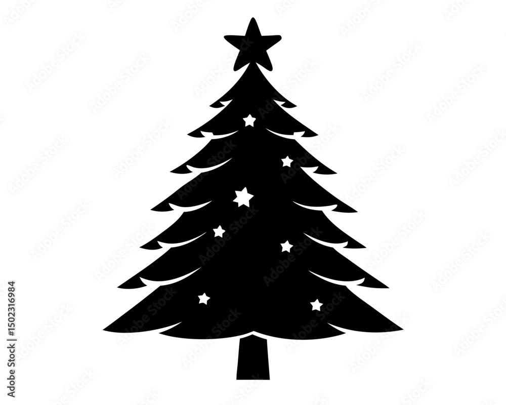 Obraz premium Holiday Tree Silhouette Vector Bundle – Christmas Tree Illustration SVG