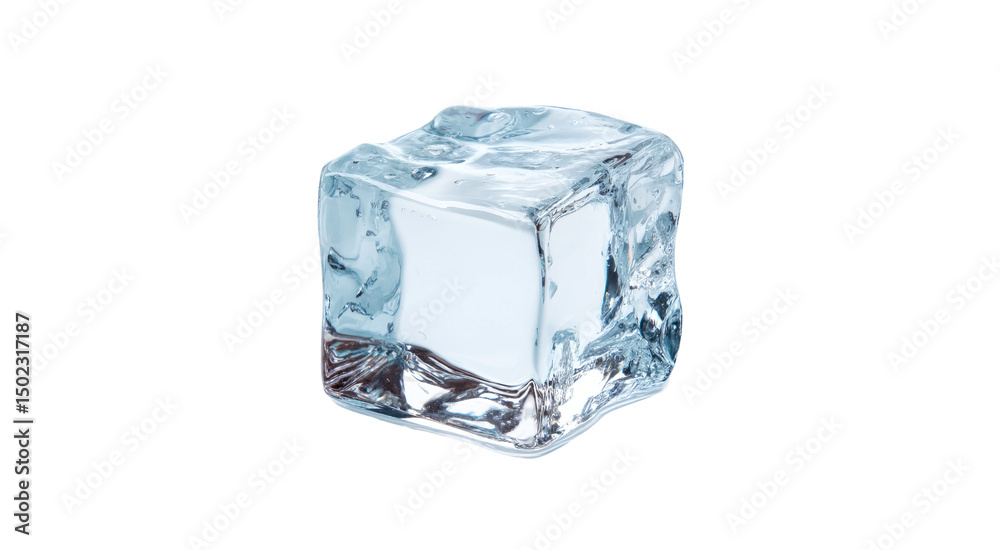Fototapeta premium Single Ice Cube, Crystal Clear isolated on transparent background