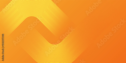 Abstract orange background with curved yellow lines forming symmetrical wave patterns.  Modern trendy design in Vector Illustration