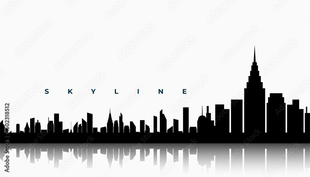 Fototapeta premium modern city skyline building silhouette with reflection effect