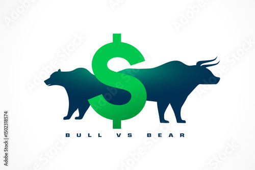 bull vs bear global stock volatility background with dollar sign