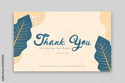 elegant thank you for order template with leaves design