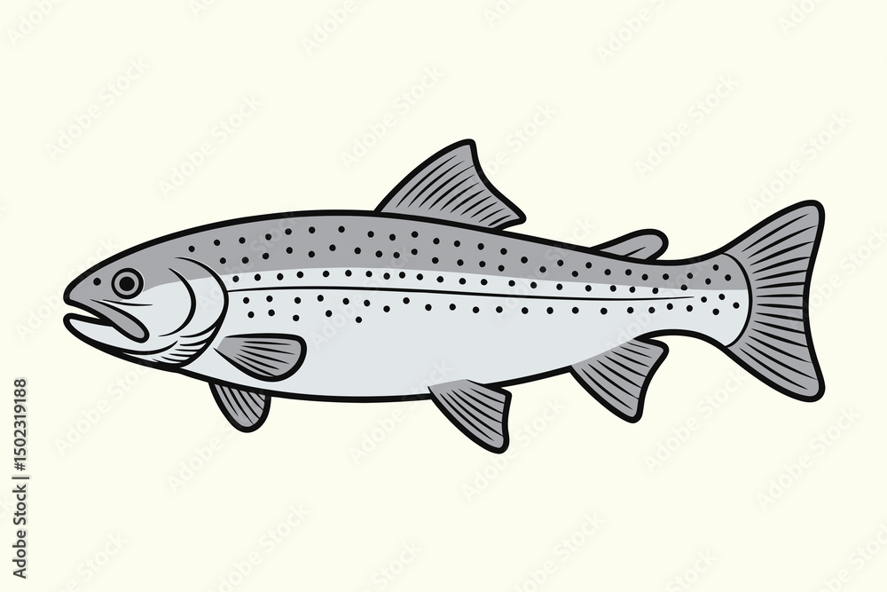 Fototapeta premium Elegant Trout Fish Silhouette vector Art & Illustration
