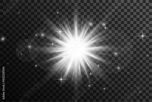 transparent glowing starlight burst with sparkle effect