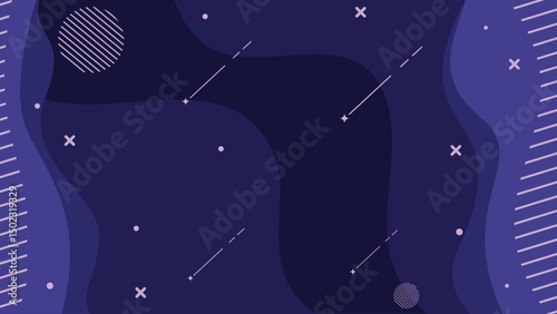 Dark Abstract Memphis Wave Background with Shooting Stars – Purple Gradient Design