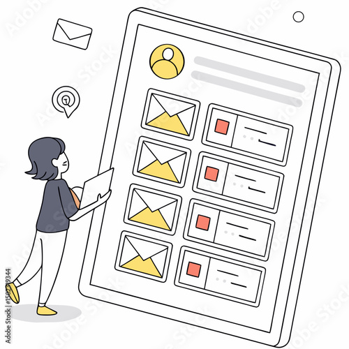 email inbox icons, vector .white background