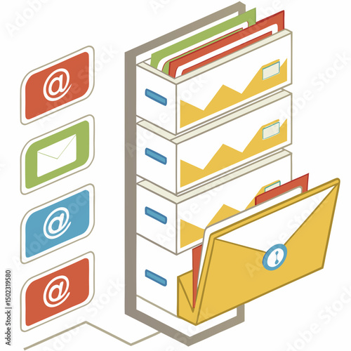 email inbox icons, vector .white background