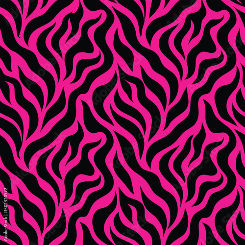 Intense Hot Pink and Black Zebra Print Seamless Texture Design
