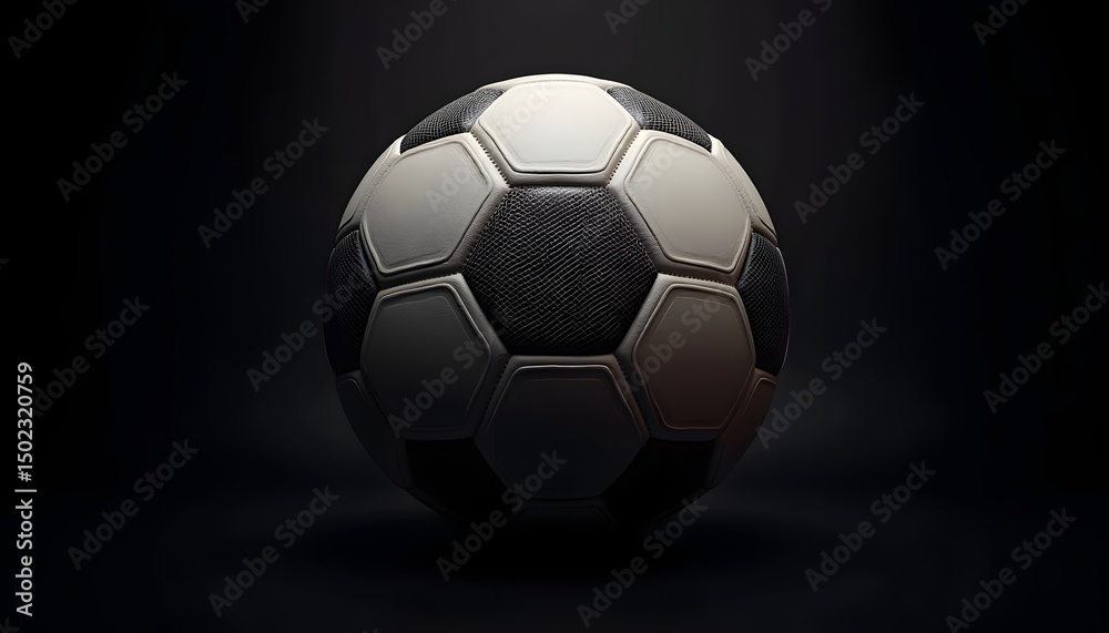 Fototapeta premium Soccer Ball with Dramatic Lighting in Dark Setting