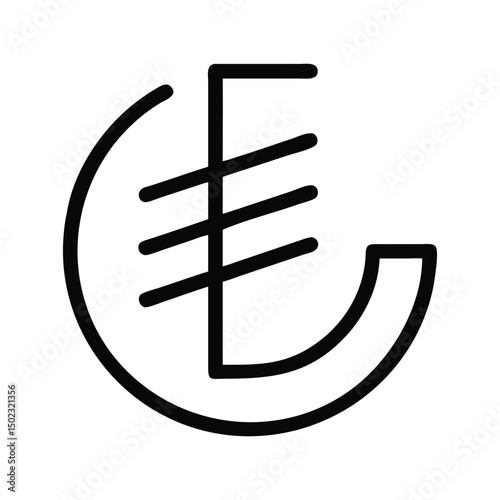 Unique Symbol with Three Horizontal Lines and Semicircles Design