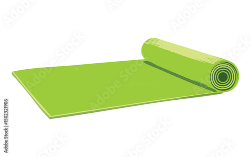 Green Yoga Mat - Rolled Out