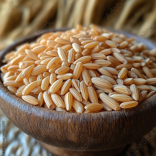 Macro view of rice husks during harvest season, earthy tones,generative ai illustration