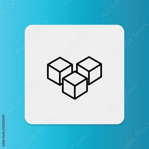 Cube sugar icon with clean lines, representing sugar-free food.