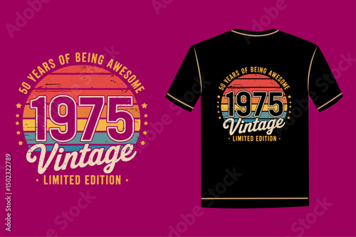 50 Years of Being Awesome - Vintage Birthday T-Shirt Design