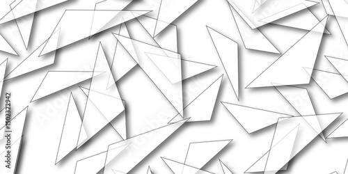 Triangular 3d, modern background Modern geometrical dynamic and seamless abstract white background. Random chaotic lines abstract geometric pattern. .graphic background dots with connections for your