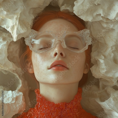 Modern surreal jewelry concept in surreal setting, editorial shot,generative ai illustration