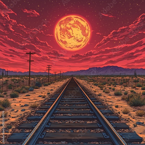 Desert Railroad Sunset