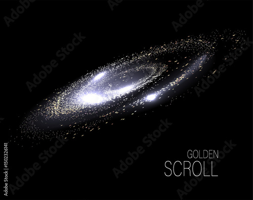 An exquisite design element, a golden glittering swirl of fine tinsel.