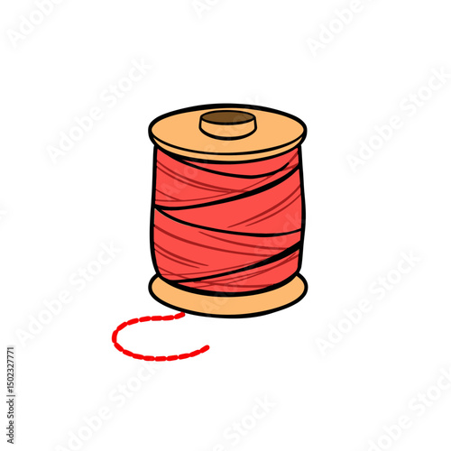 Red thread spool illustration isolated on white background