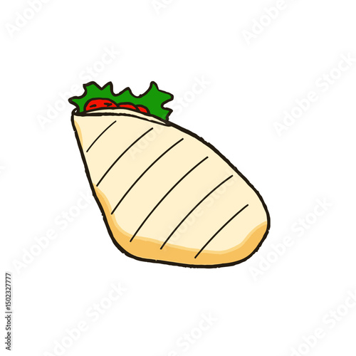 Hand drawn wrap sandwich illustration isolated on white background