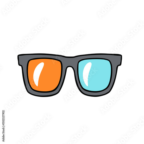 Cartoon 3d glasses icon isolated on white background