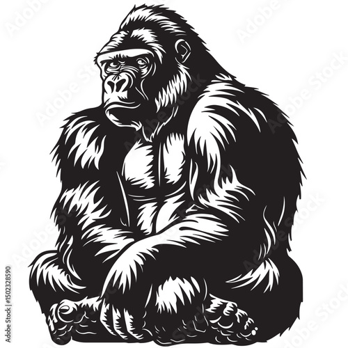 Gorilla silhouette vector illustration isolated in white background
