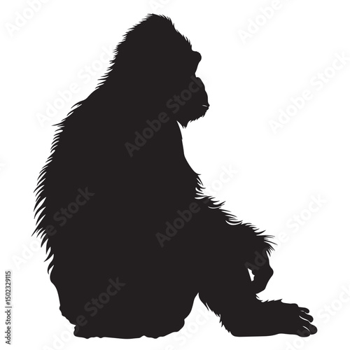 Gorilla silhouette vector illustration isolated in white background