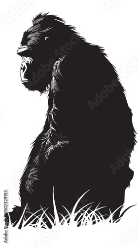 Gorilla silhouette vector illustration isolated in white background