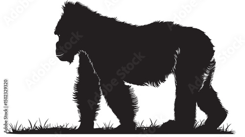 Gorilla silhouette vector illustration isolated in white background