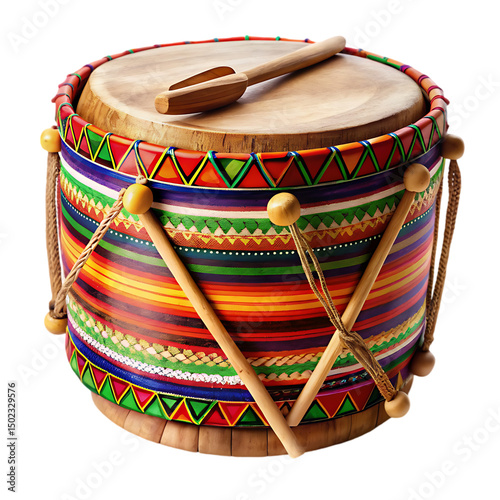 Vibrant Handcrafted Drum: Mexican Percussion Instrument