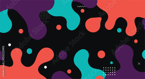 Adobe Illustrator Artwork Abstract background featuring fluid, organic shapes in shades of vibrant colors. Dynamic and modern design for websites, presentations, and artistic projects