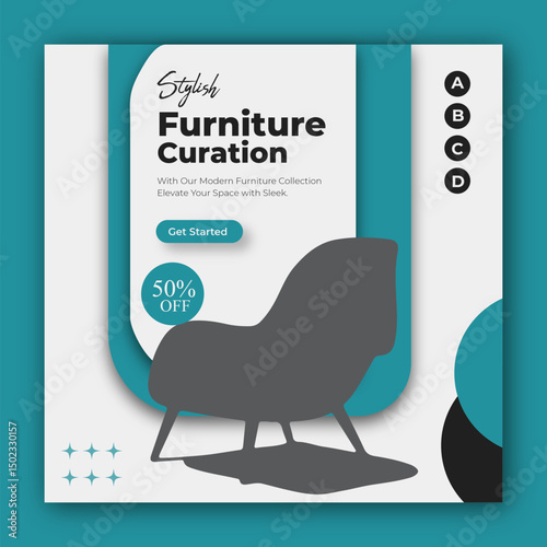 Modern furniture social media post template or furniture sale Instagram post template